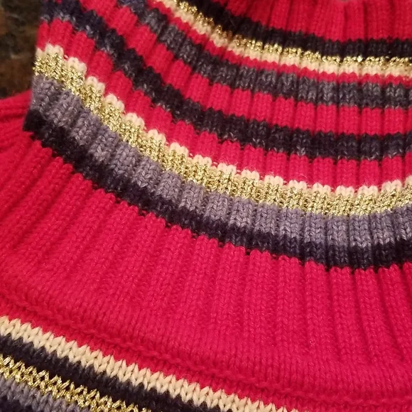 Tiara International red, blue, white striped sweater with some gold threading S - Picture 8 of 8
